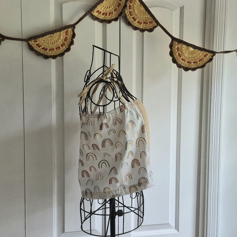 Rainbow Patterned Beige Crop Top - image 5